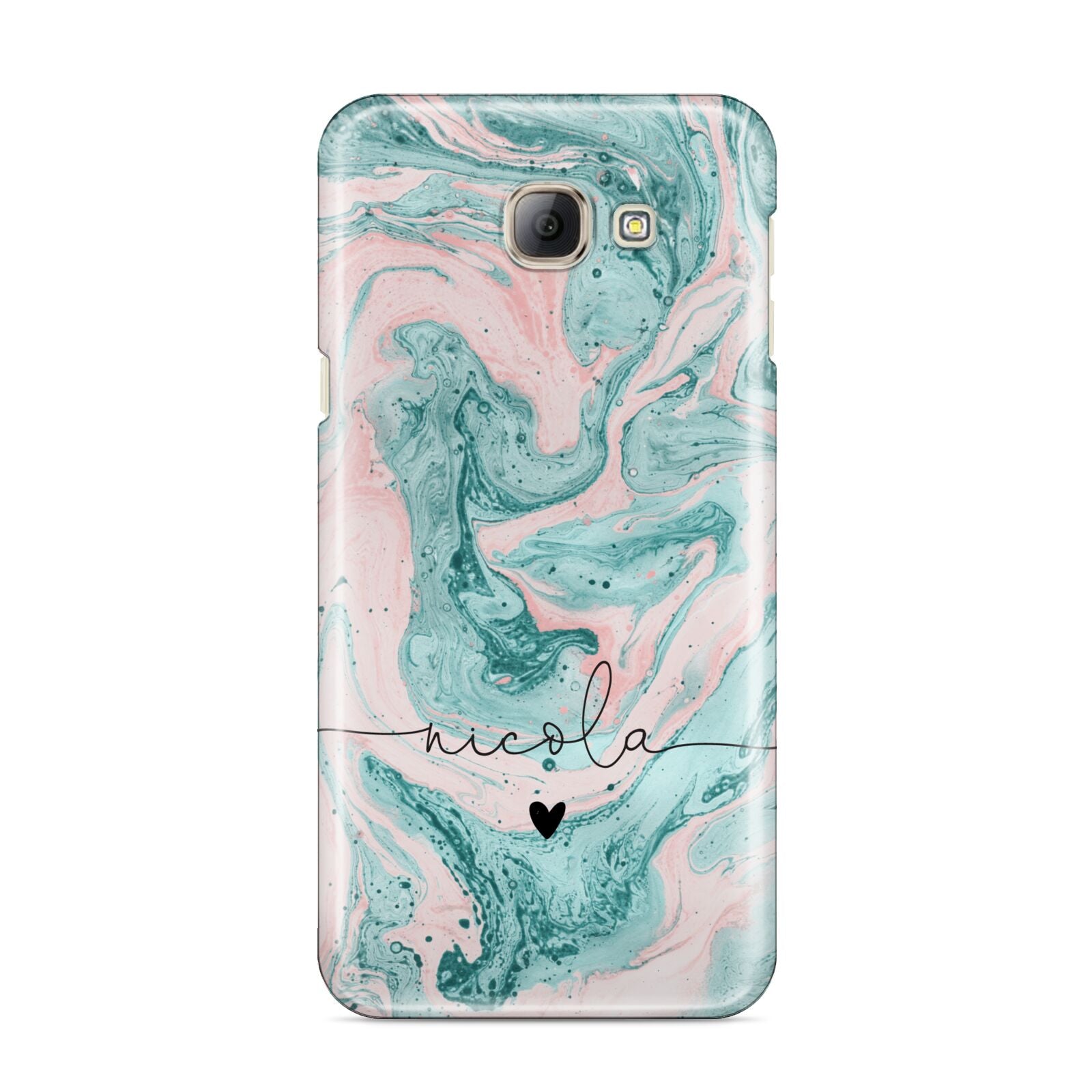 Personalised Name Green Swirl Marble Samsung Galaxy A8 2016 Case