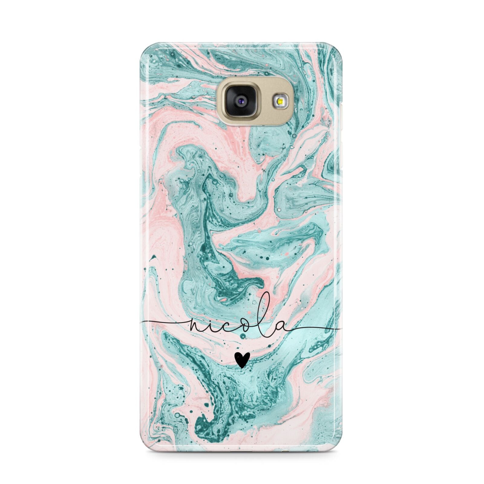 Personalised Name Green Swirl Marble Samsung Galaxy A9 2016 Case on gold phone