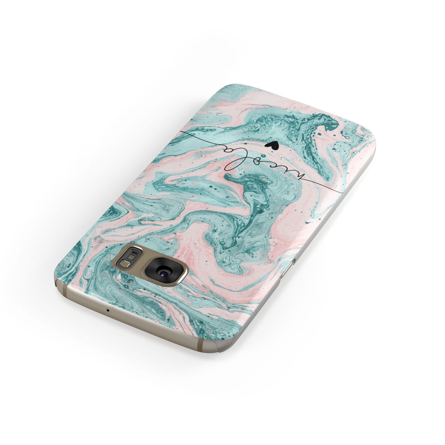 Personalised Name Green Swirl Marble Samsung Galaxy Case Front Close Up