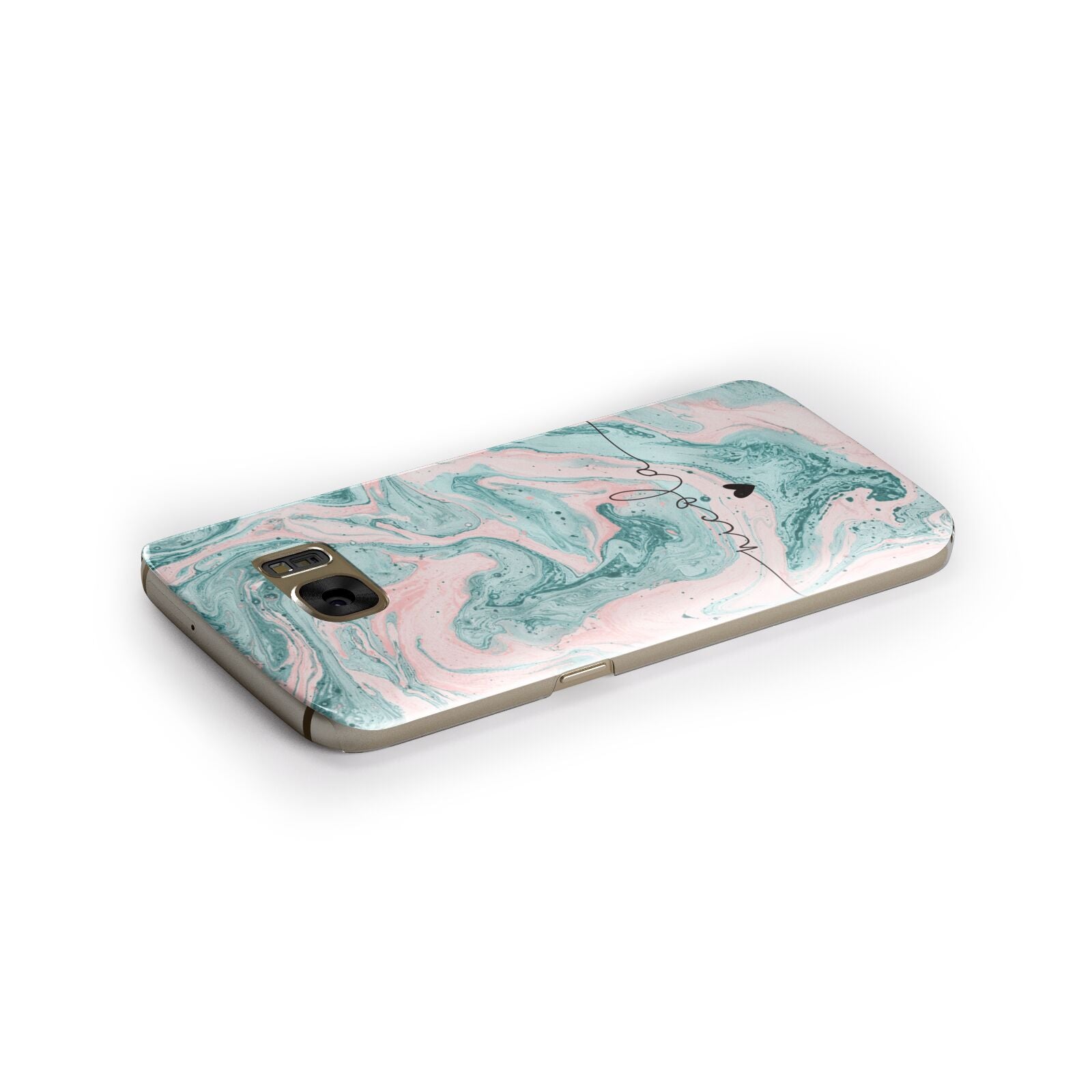 Personalised Name Green Swirl Marble Samsung Galaxy Case Side Close Up