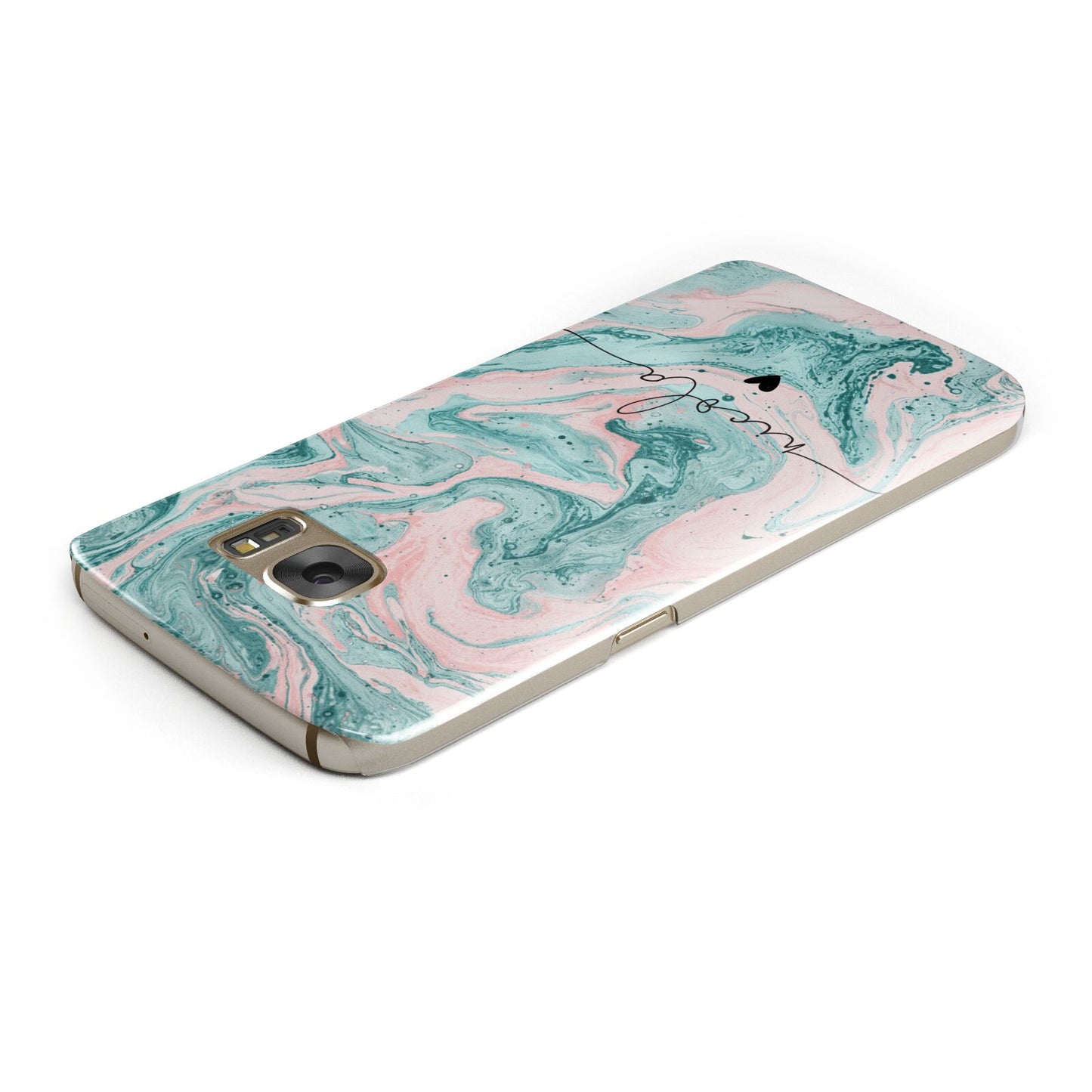 Personalised Name Green Swirl Marble Samsung Galaxy Case Top Cutout