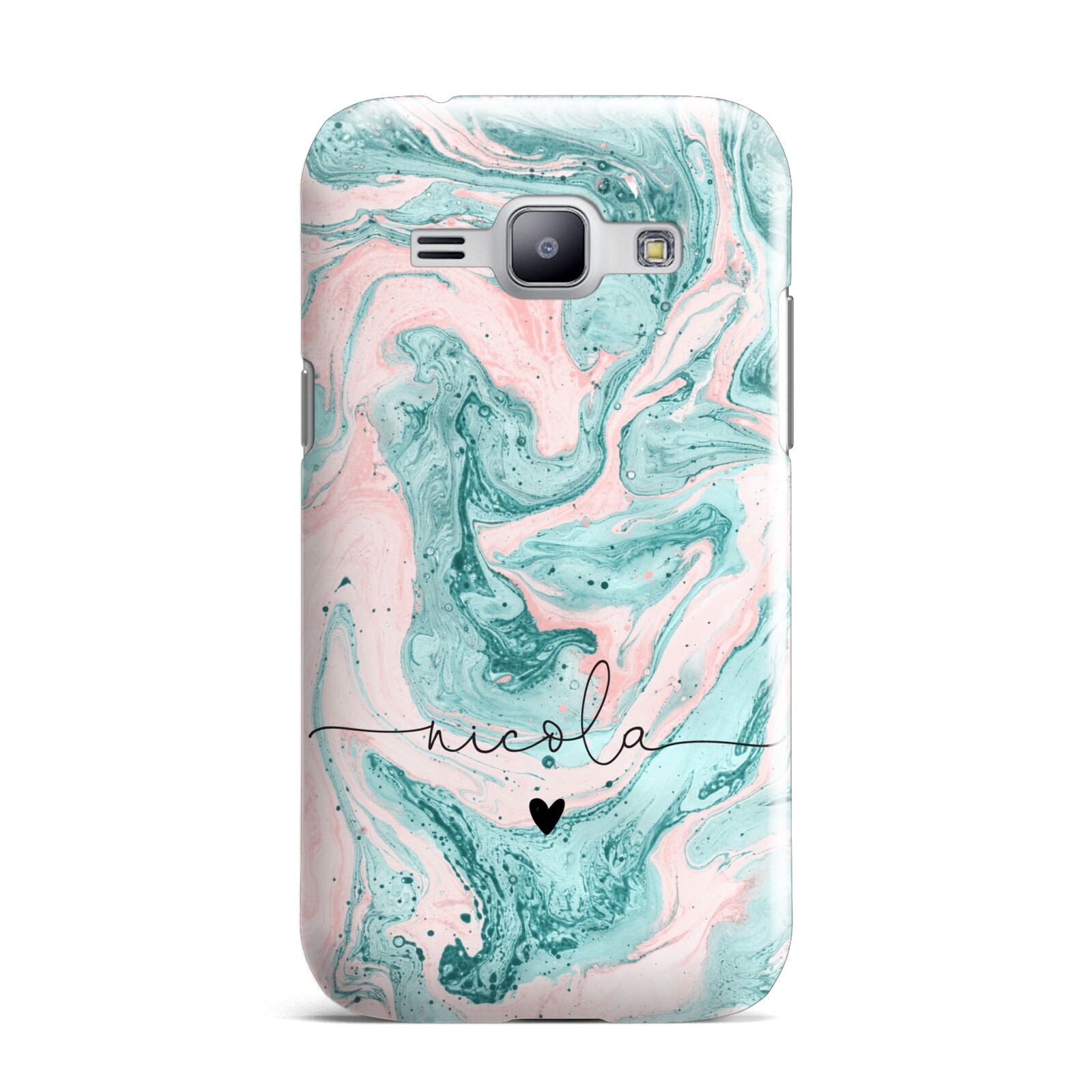 Personalised Name Green Swirl Marble Samsung Galaxy J1 2015 Case