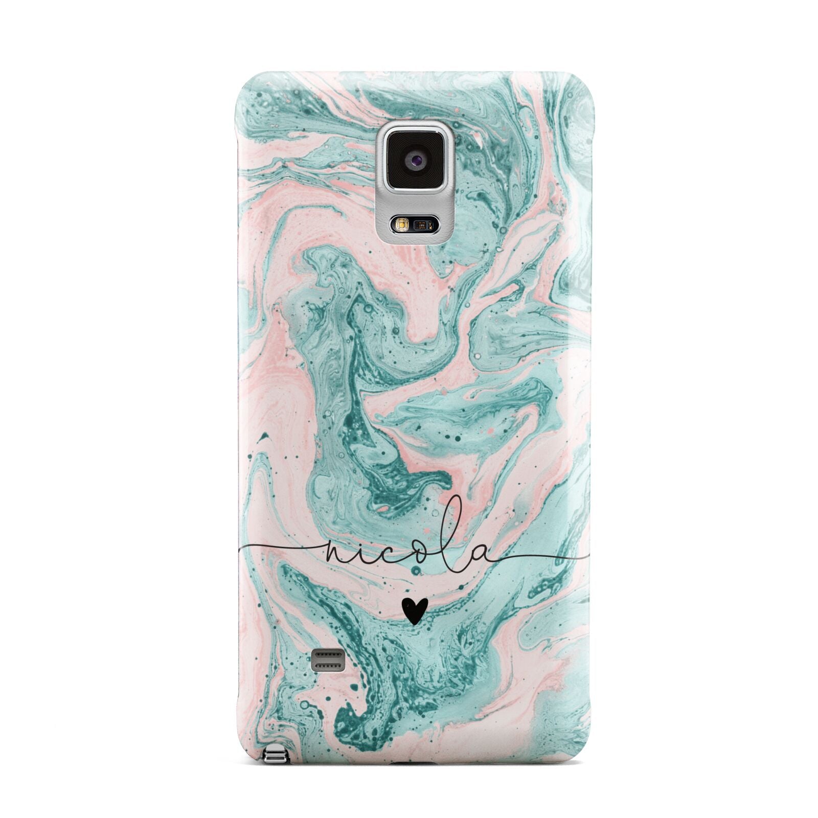 Personalised Name Green Swirl Marble Samsung Galaxy Note 4 Case