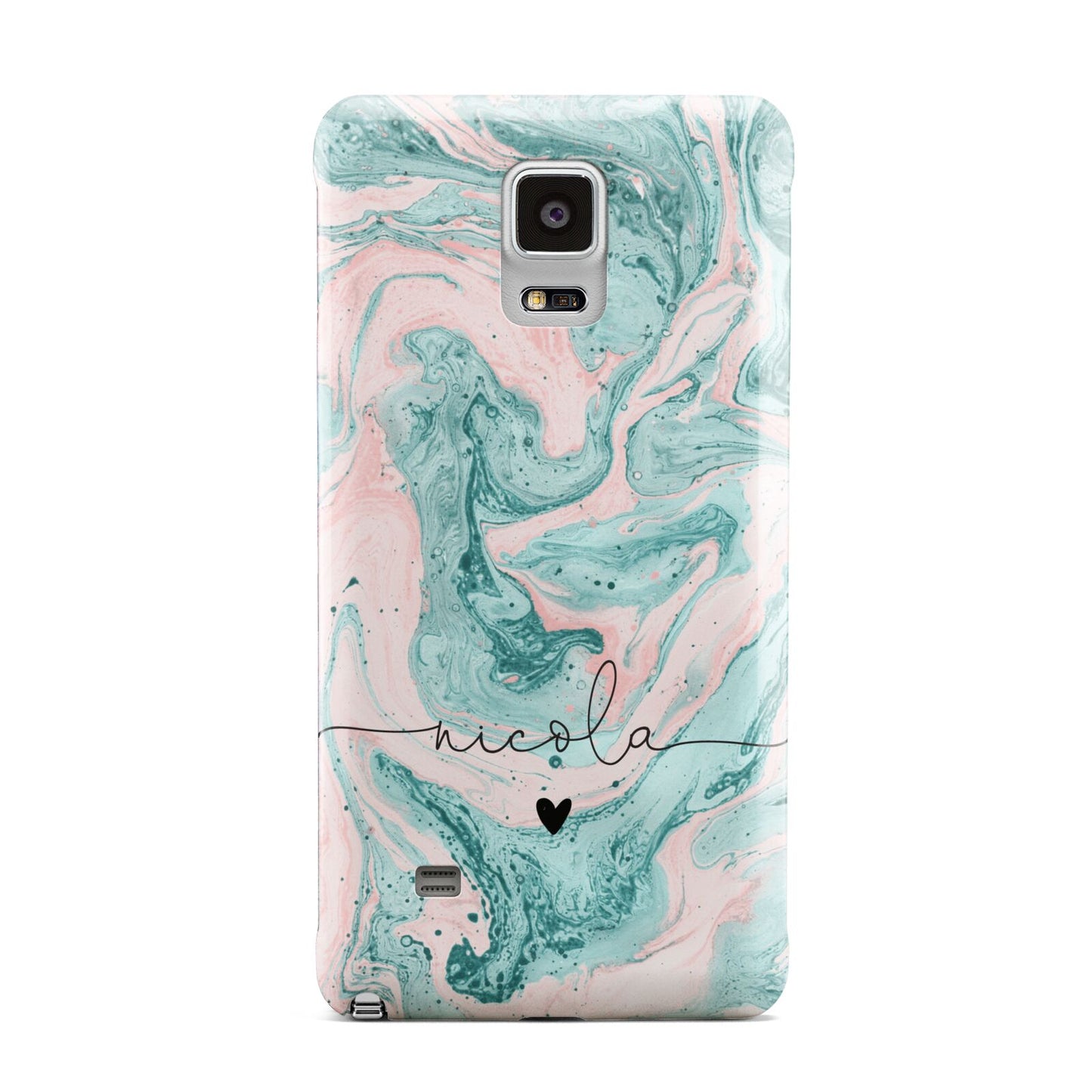 Personalised Name Green Swirl Marble Samsung Galaxy Note 4 Case