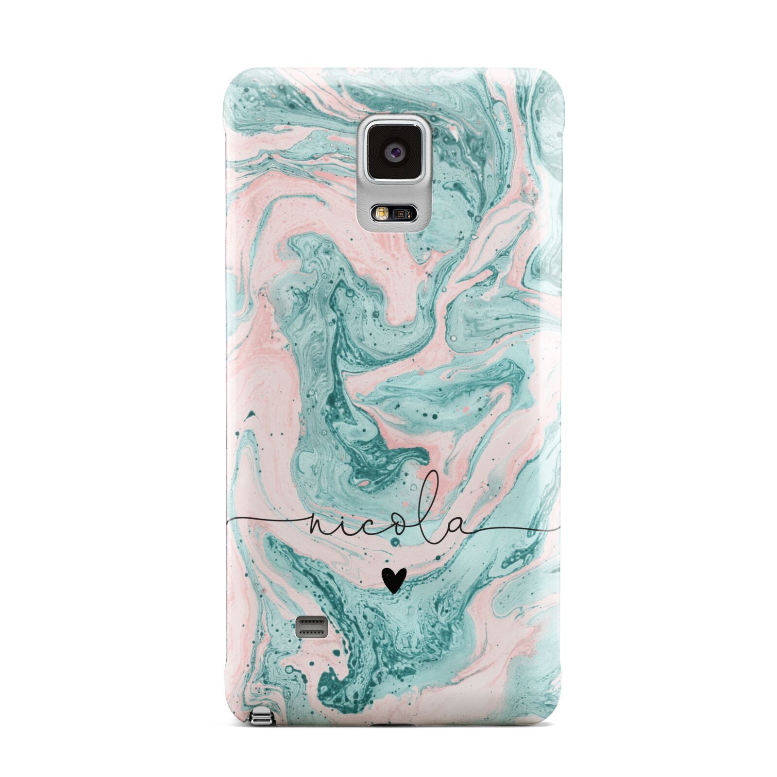 Personalised Name Green Swirl Marble Samsung Galaxy Note 4 Case