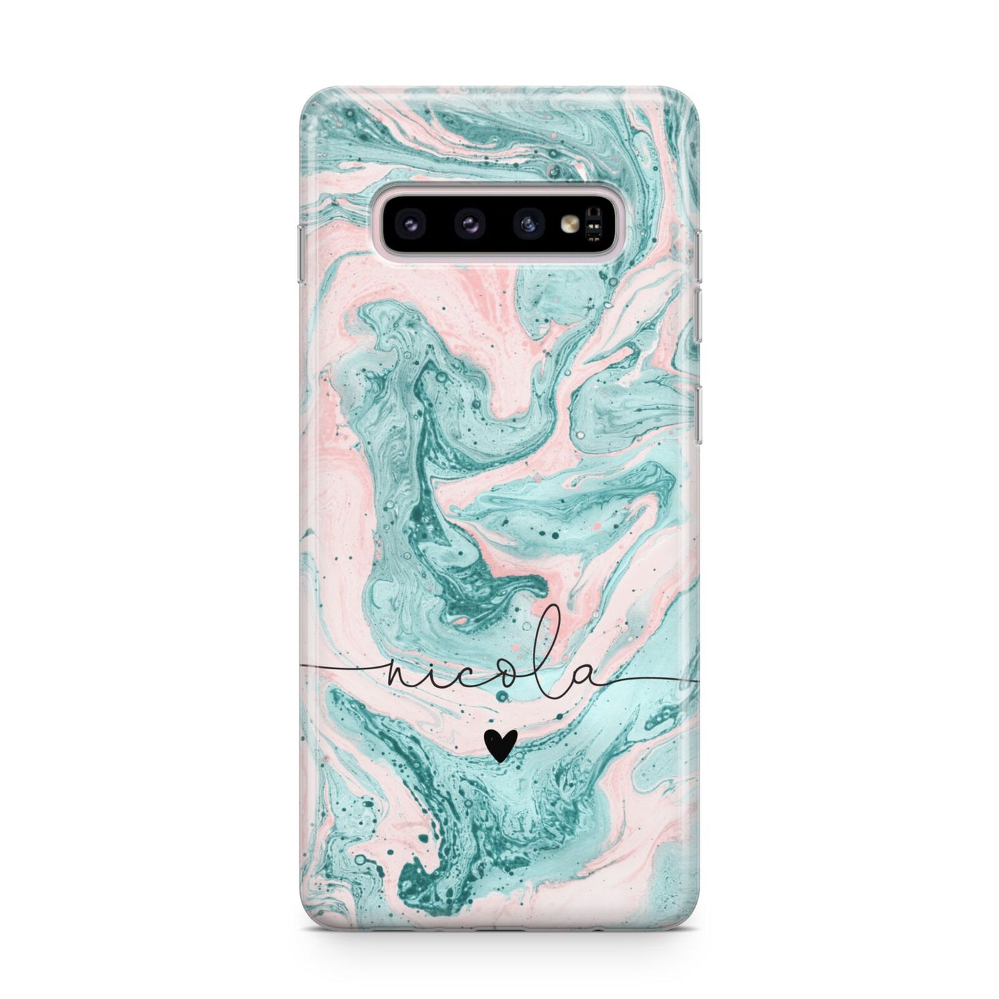 Personalised Name Green Swirl Marble Samsung Galaxy S10 Plus Case