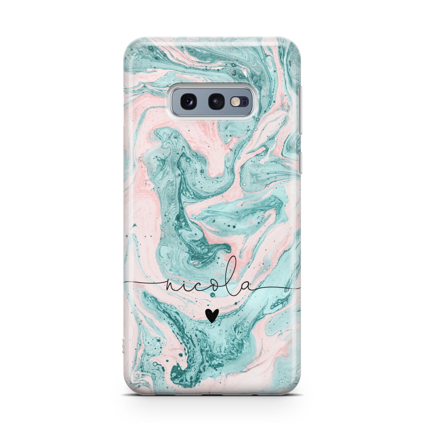 Personalised Name Green Swirl Marble Samsung Galaxy S10E Case