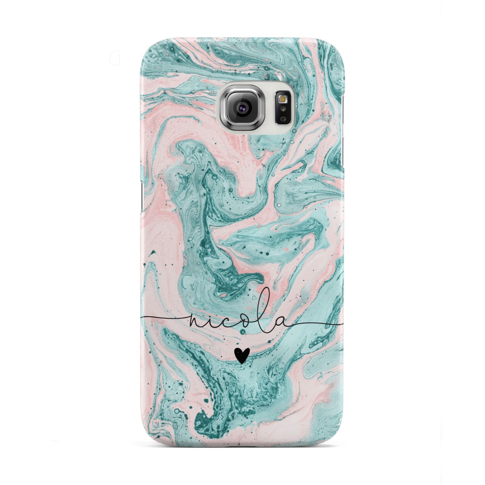 Personalised Name Green Swirl Marble Samsung Galaxy S6 Edge Case