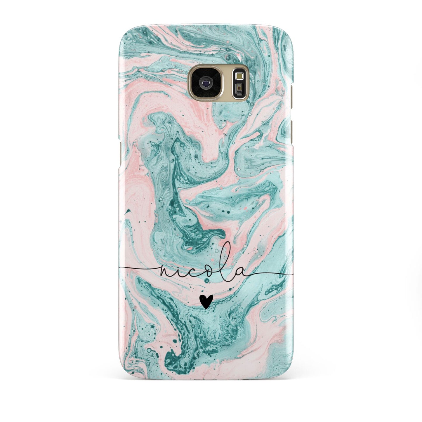Personalised Name Green Swirl Marble Samsung Galaxy S7 Edge Case