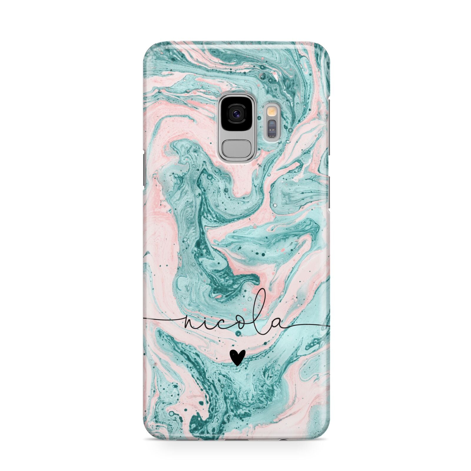 Personalised Name Green Swirl Marble Samsung Galaxy S9 Case