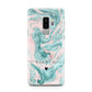 Personalised Name Green Swirl Marble Samsung Galaxy S9 Plus Case on Silver phone