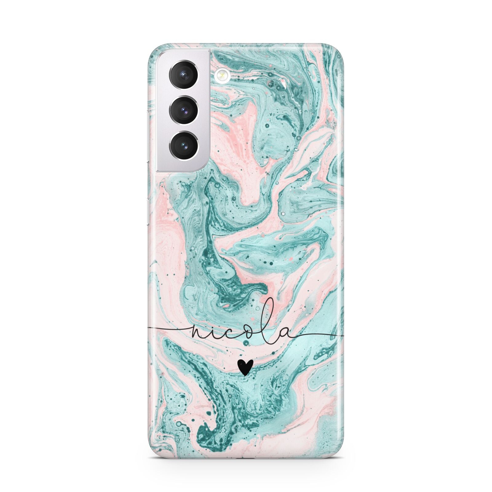 Personalised Name Green Swirl Marble Samsung S21 Case