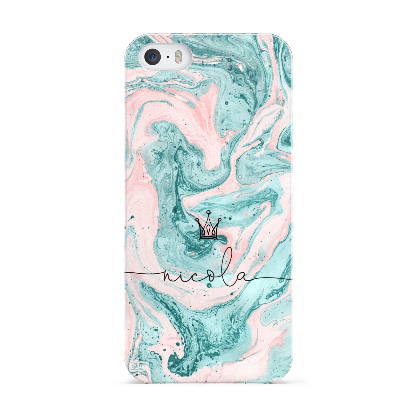 Personalised Name Marble Effect Crown Apple iPhone 5 Case