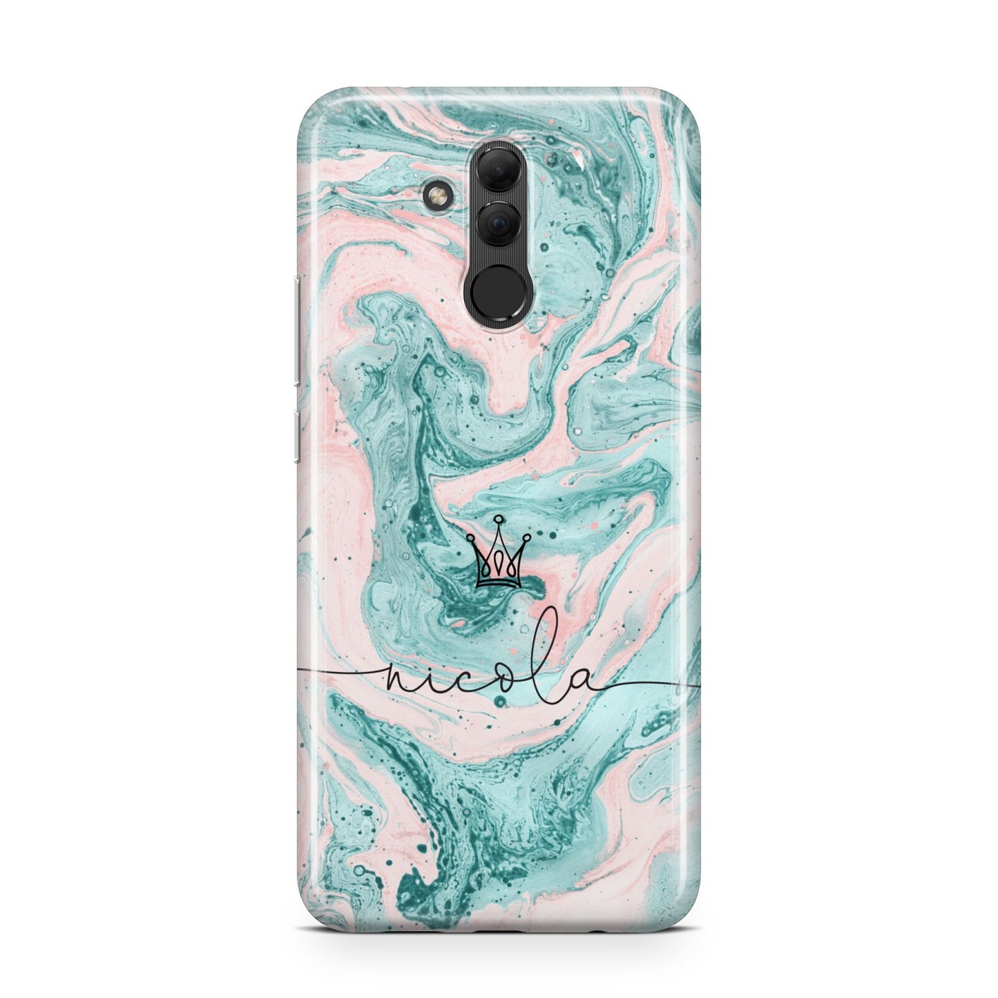Personalised Name Marble Effect Crown Huawei Mate 20 Lite