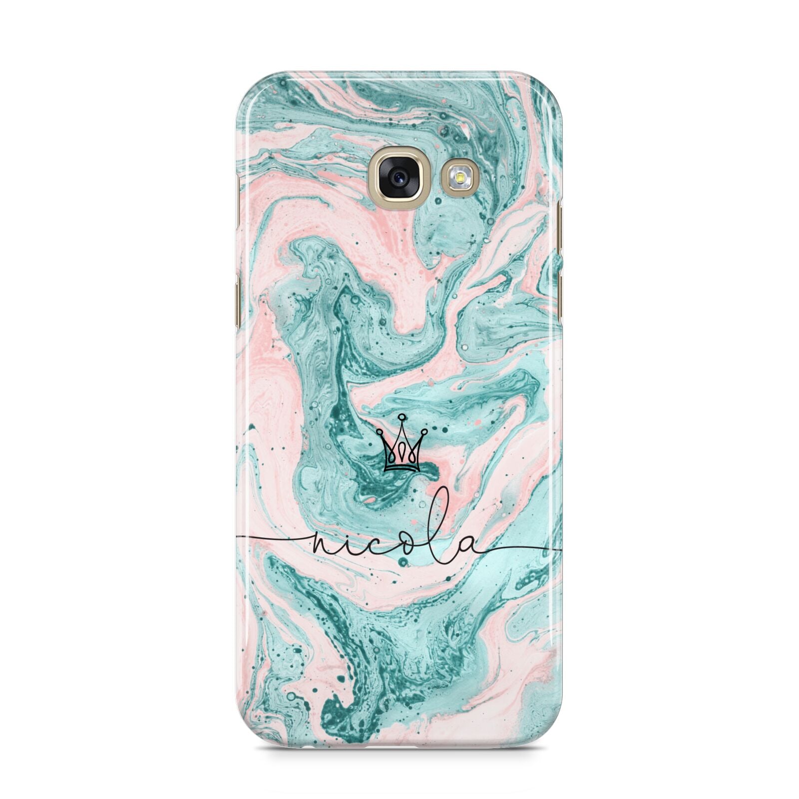 Personalised Name Marble Effect Crown Samsung Galaxy A5 2017 Case on gold phone