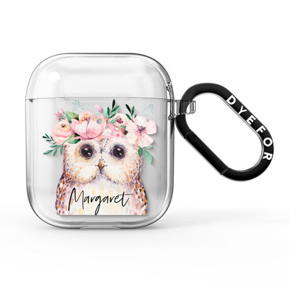 Personalised Name Owl AirPods Clear Case