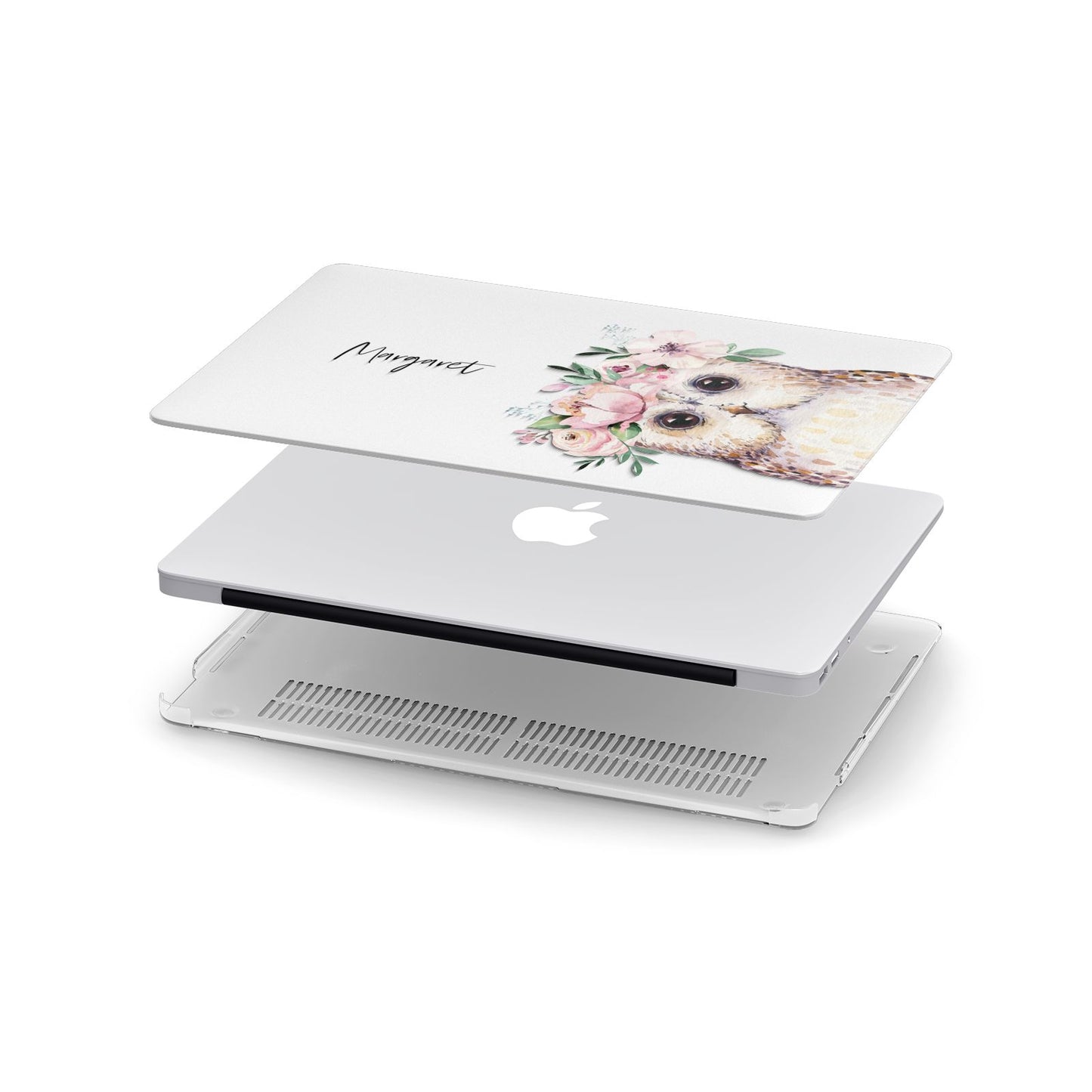 Personalised Name Owl Apple MacBook Case in Detail