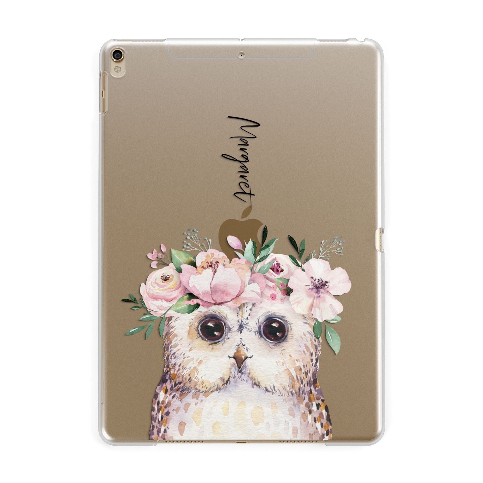 Personalised Name Owl Apple iPad Gold Case