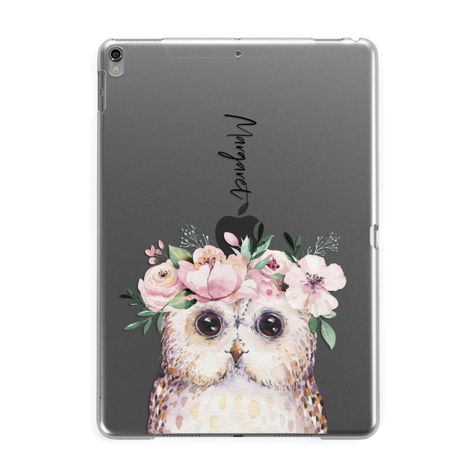 Personalised Name Owl Apple iPad Grey Case