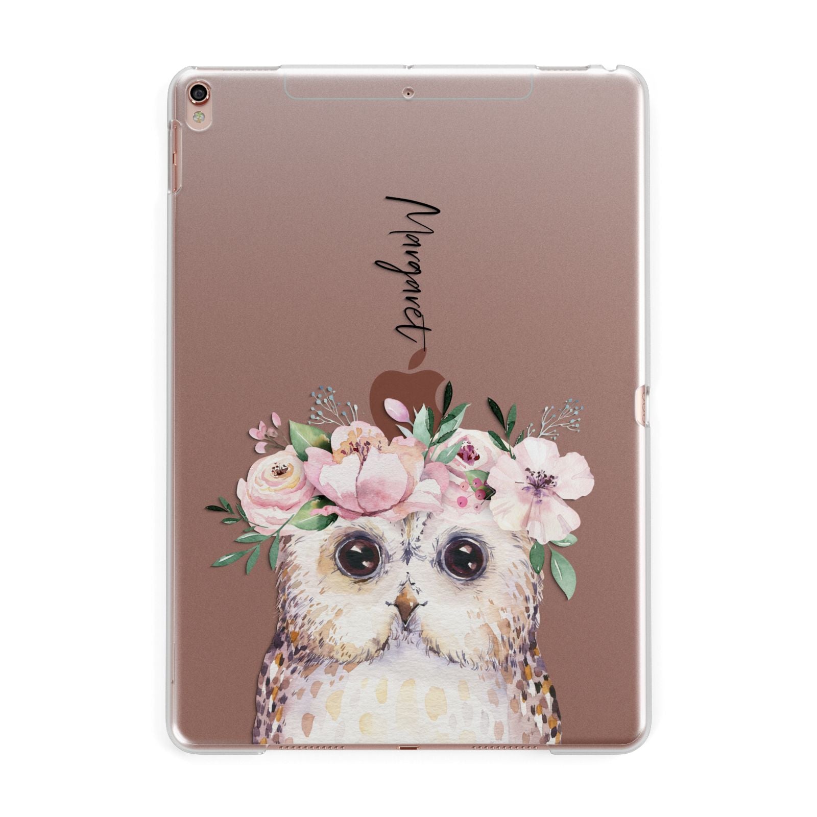 Personalised Name Owl Apple iPad Rose Gold Case