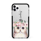 Personalised Name Owl Apple iPhone 11 Pro Max in Silver with Black Impact Case