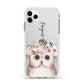 Personalised Name Owl Apple iPhone 11 Pro Max in Silver with White Impact Case