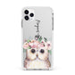 Personalised Name Owl Apple iPhone 11 Pro Max in Silver with White Impact Case