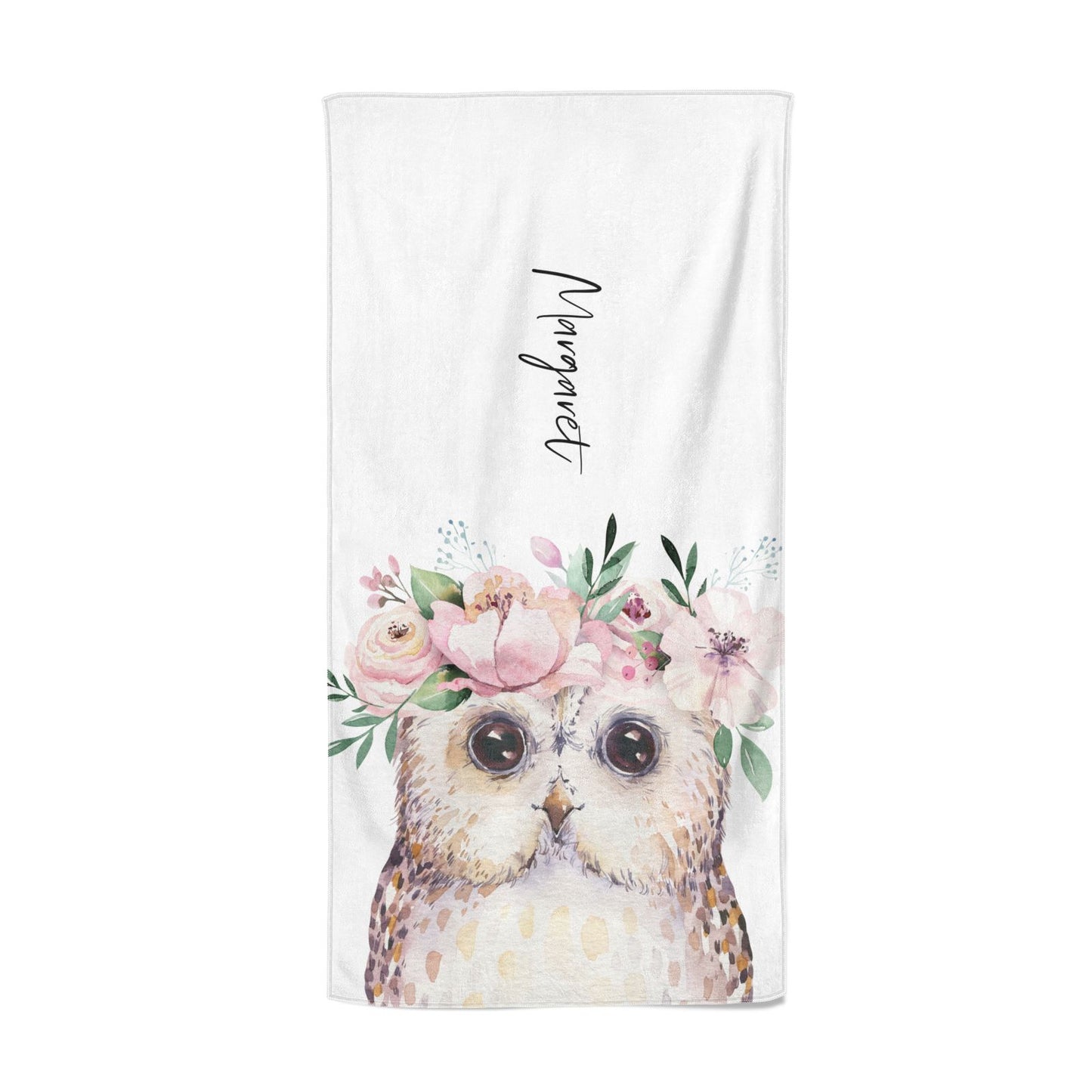 Personalised Name Owl Beach Towel