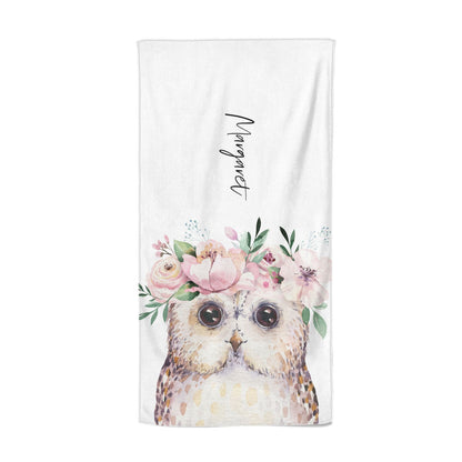 Personalised Name Owl Beach Towel