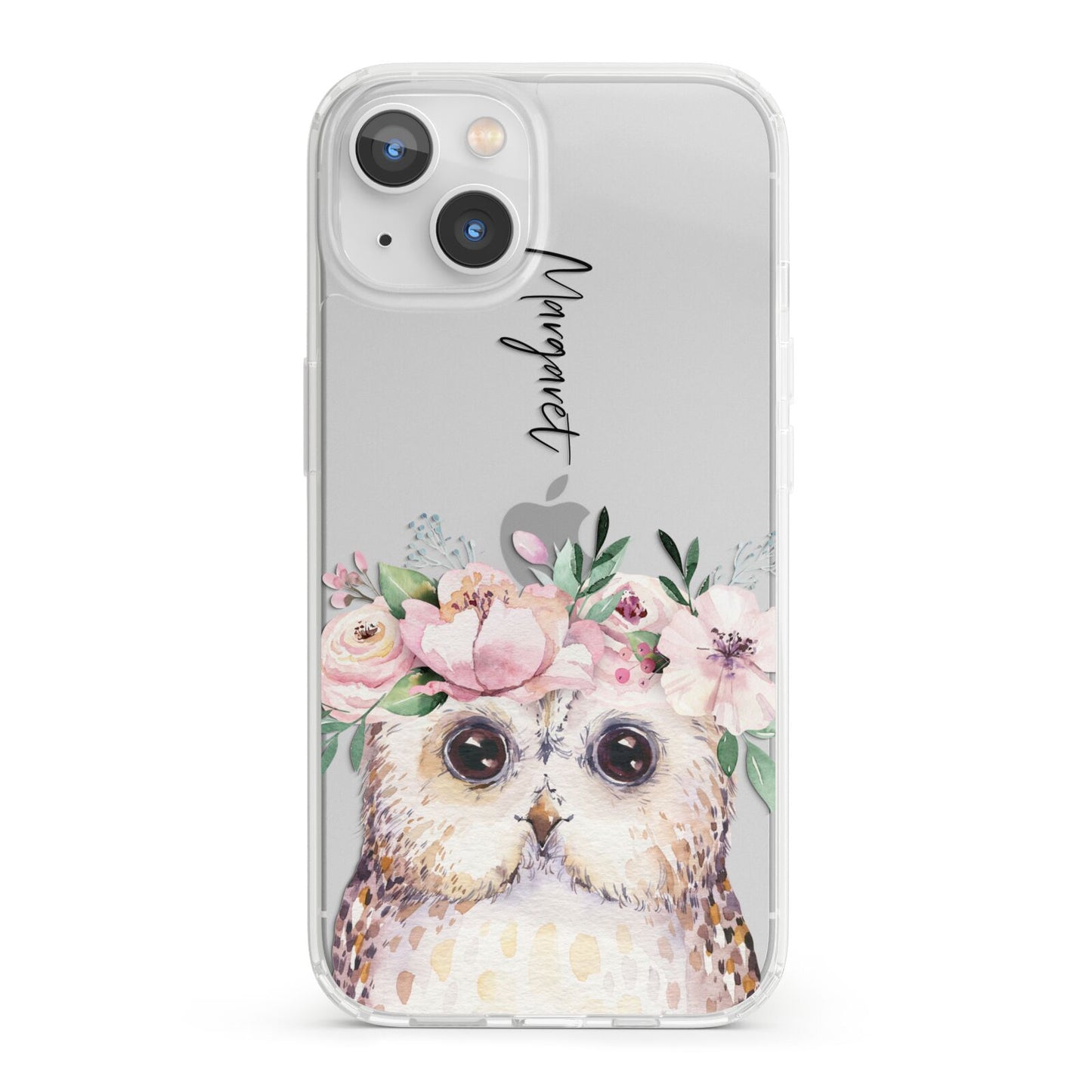 Personalised Name Owl iPhone 13 Clear Bumper Case