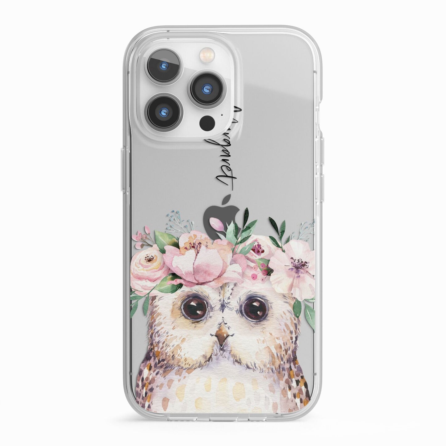 Personalised Name Owl iPhone 13 Pro TPU Impact Case with White Edges