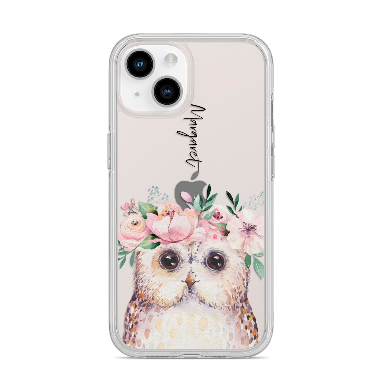 Personalised Name Owl iPhone 14 Clear Tough Case Starlight