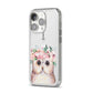Personalised Name Owl iPhone 14 Pro Clear Tough Case Silver Angled Image