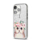 Personalised Name Owl iPhone 14 Pro Glitter Tough Case Silver Angled Image