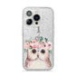 Personalised Name Owl iPhone 14 Pro Glitter Tough Case Silver