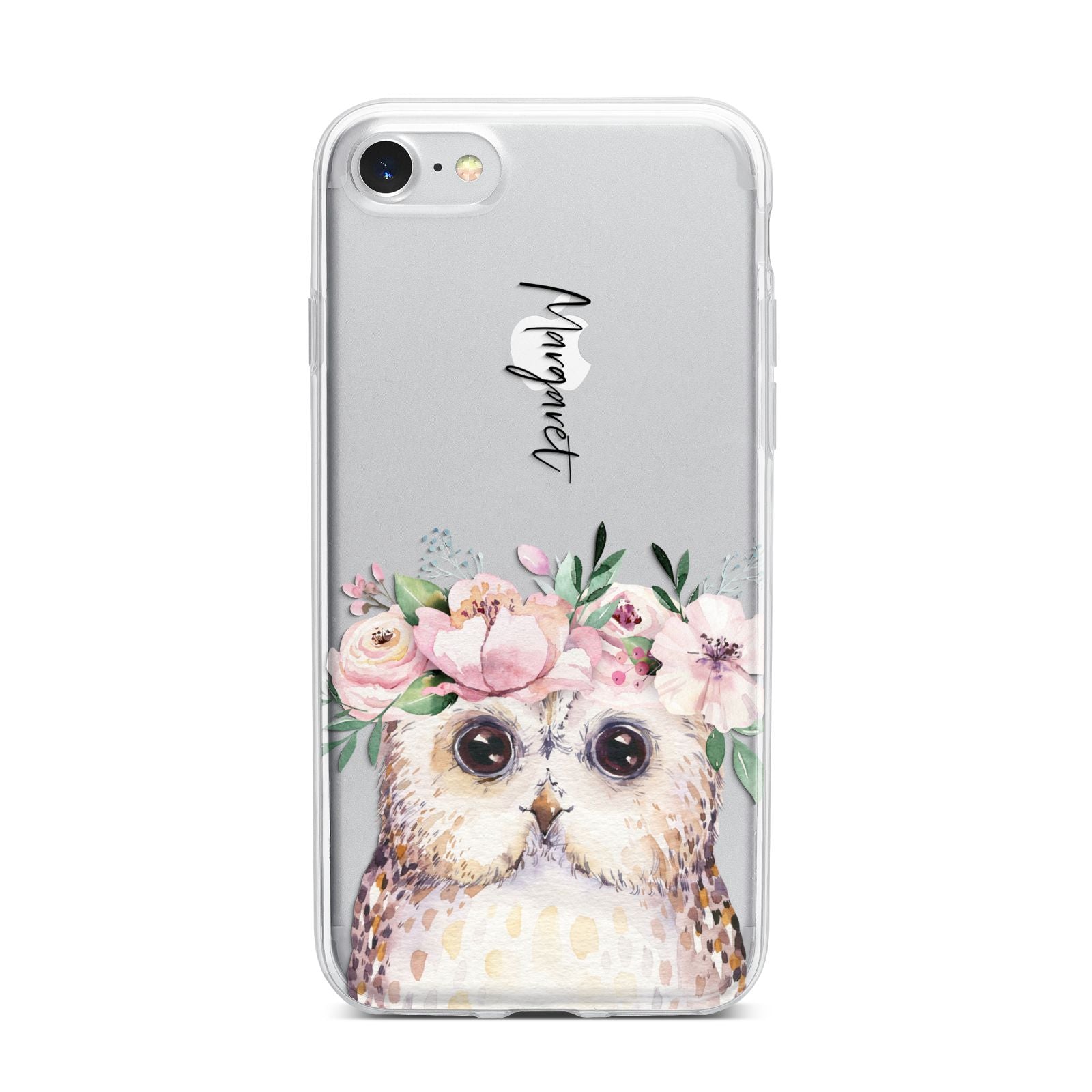 Personalised Name Owl iPhone 7 Bumper Case on Silver iPhone
