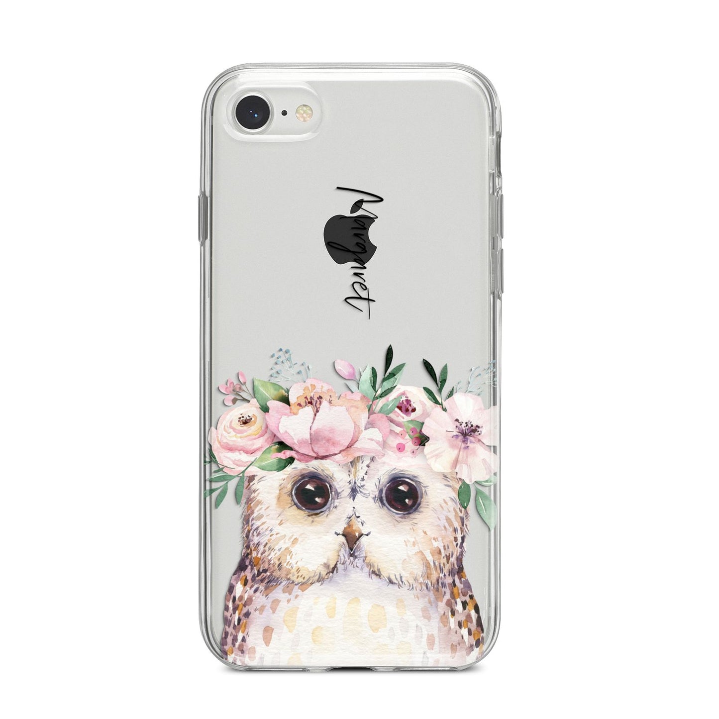 Personalised Name Owl iPhone 8 Bumper Case on Silver iPhone