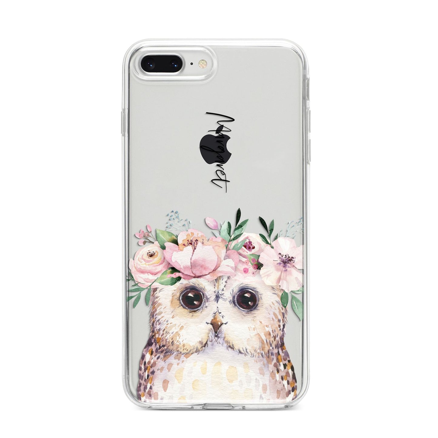 Personalised Name Owl iPhone 8 Plus Bumper Case on Silver iPhone