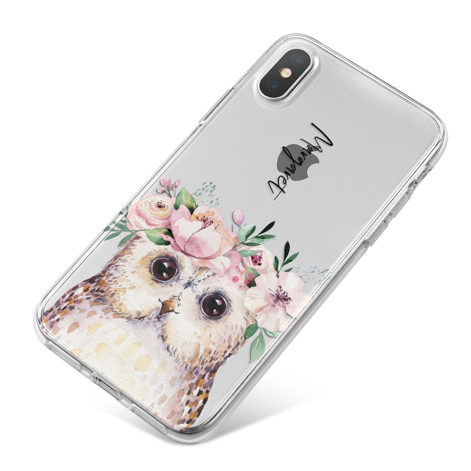 Personalised Name Owl iPhone X Bumper Case on Silver iPhone