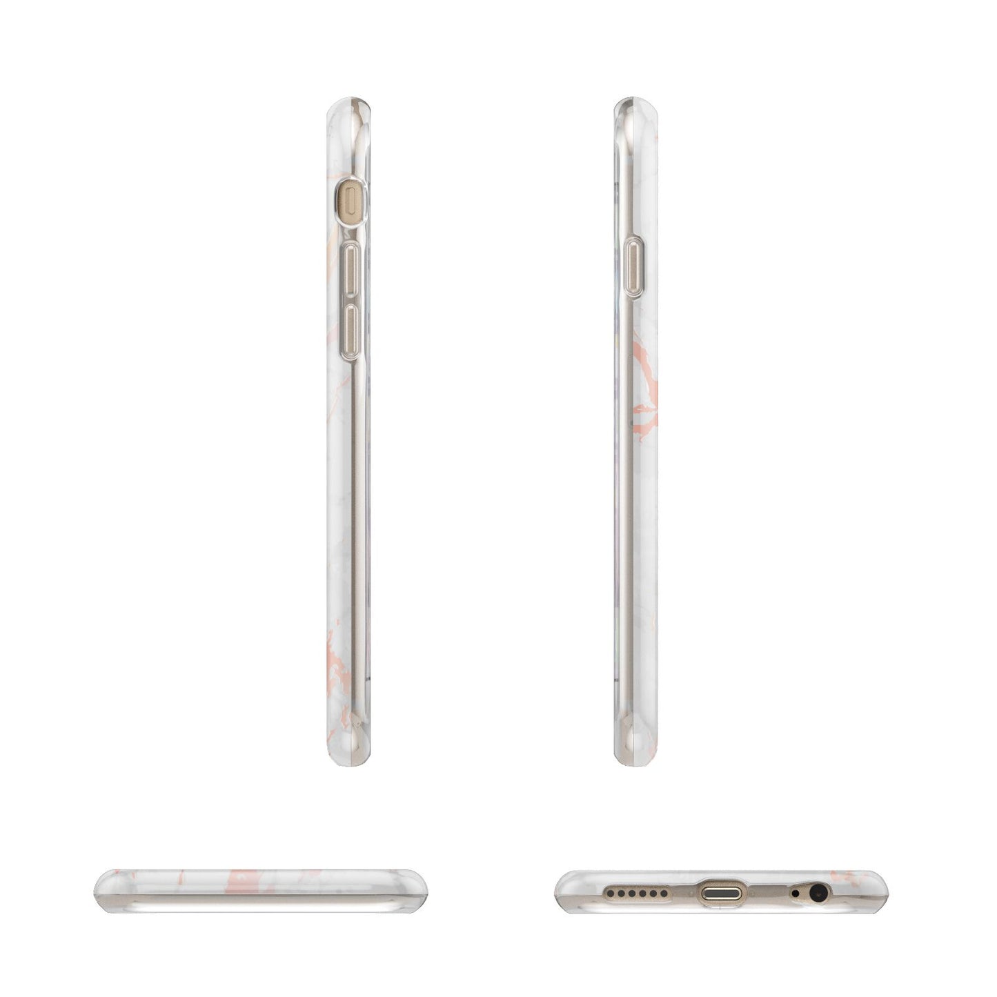 Personalised Name Pink Marble Heart Apple iPhone 6 3D Wrap Tough Case Alternative Image Angles