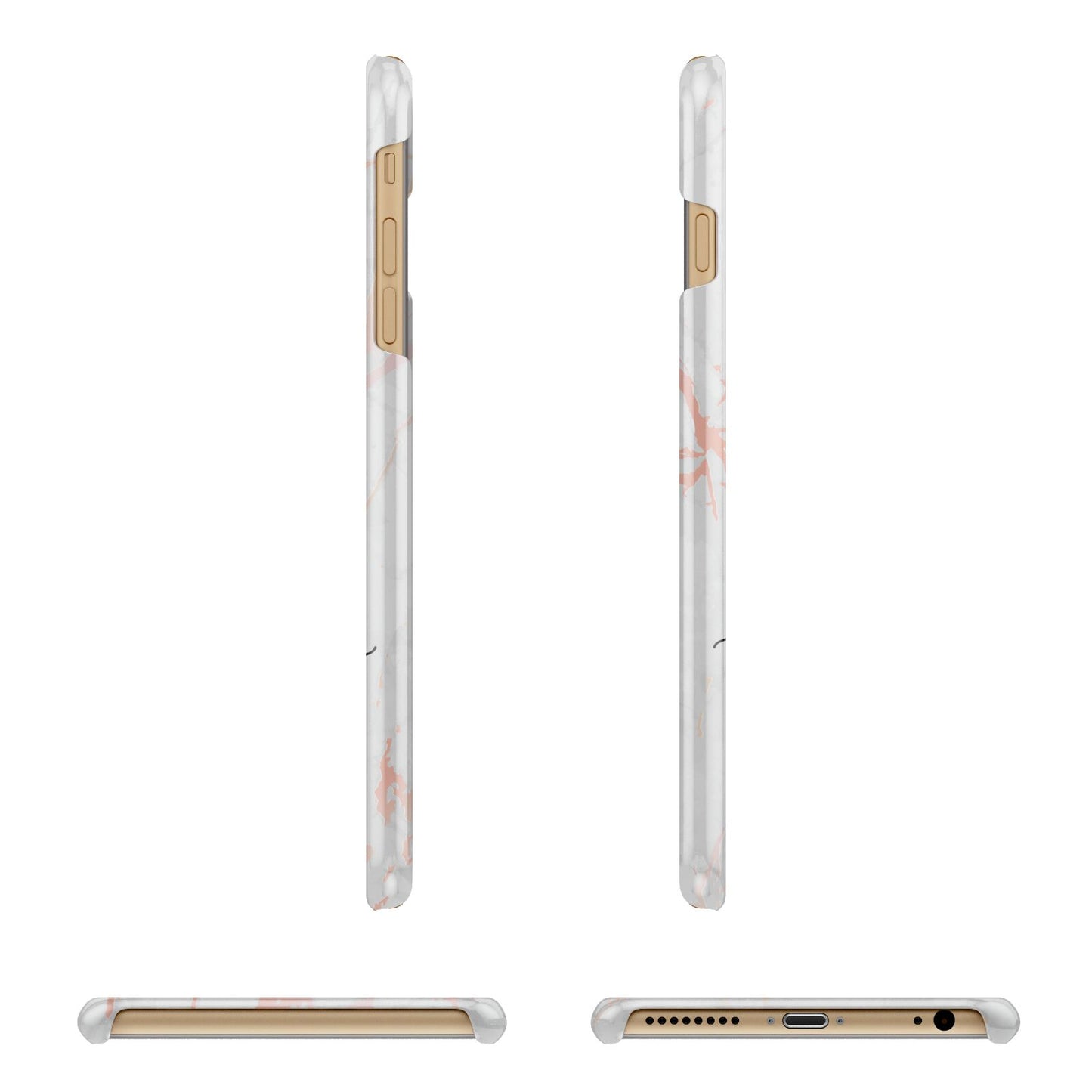 Personalised Name Pink Marble Heart Apple iPhone 6 Plus 3D Wrap Snap Case Angled Images