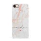 Personalised Name Pink Marble Heart Apple iPhone 7 8 3D Snap Case