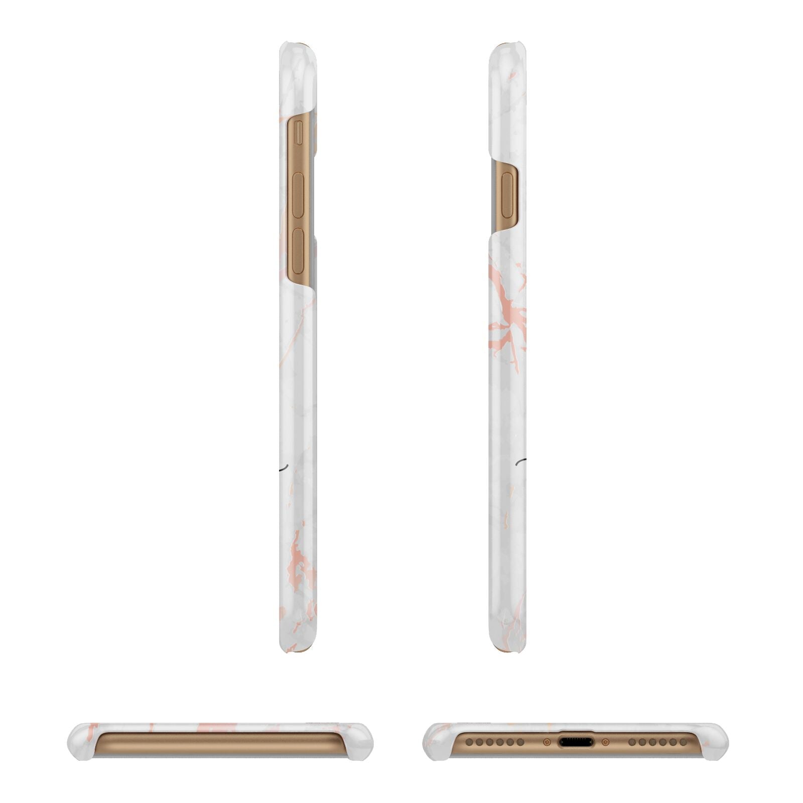 Personalised Name Pink Marble Heart Apple iPhone 7 8 3D Wrap Snap Case Angled Images