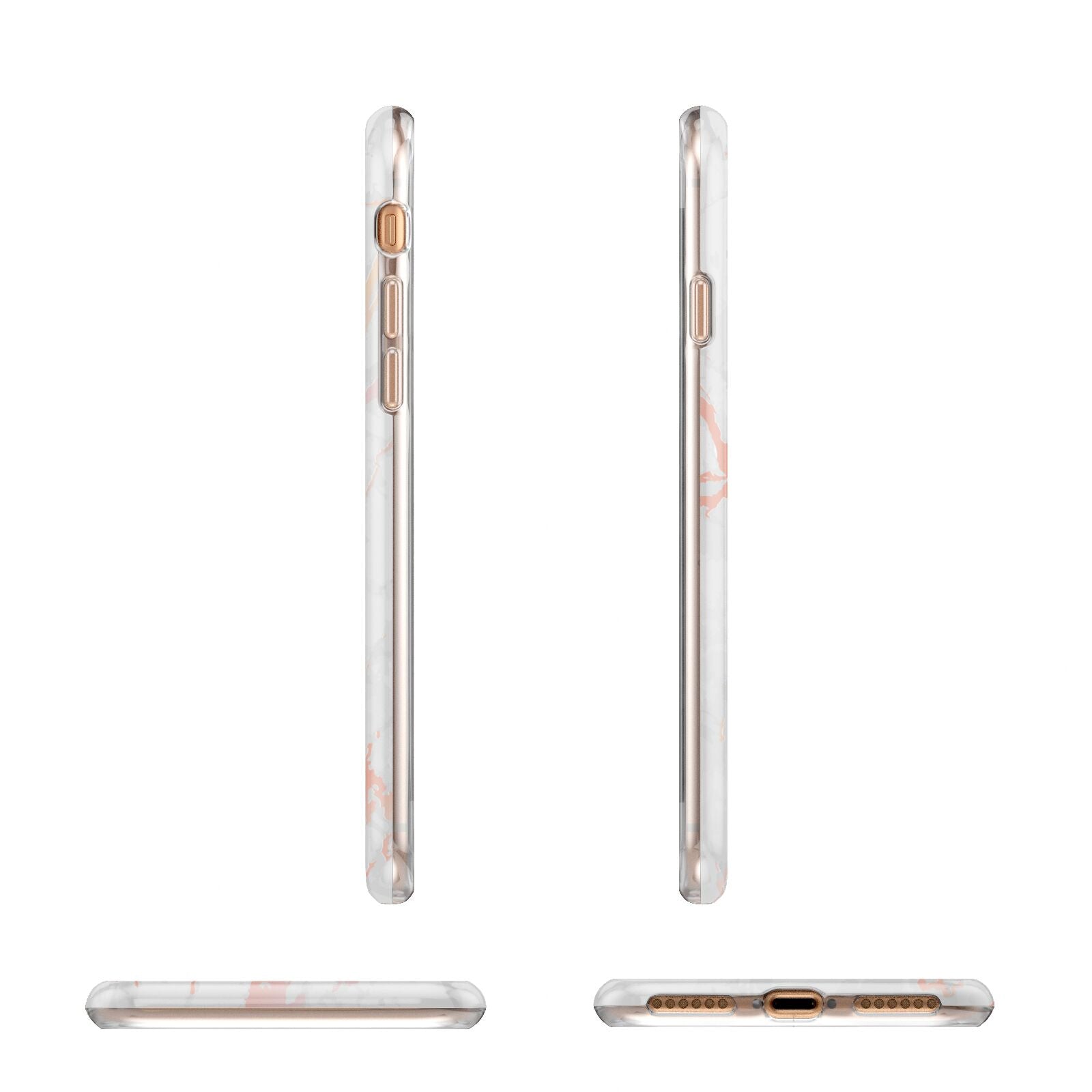 Personalised Name Pink Marble Heart Apple iPhone 7 8 3D Wrap Tough Case Alternative Image Angles