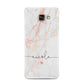 Personalised Name Pink Marble Heart Samsung Galaxy A3 2016 Case on gold phone