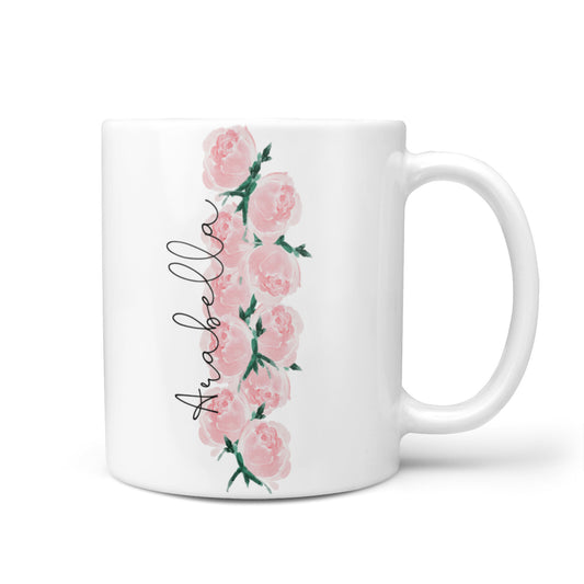 Personalised Name Pink Roses 10oz Mug