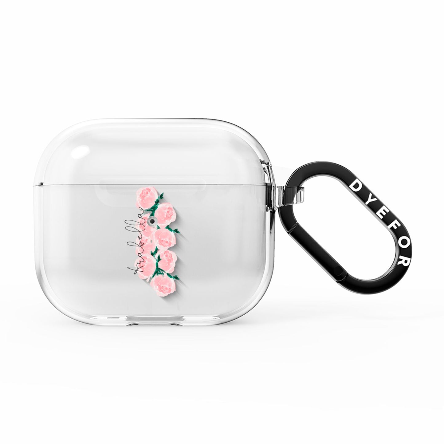 Personalised Name Pink Roses AirPods Clear Case 3rd Gen