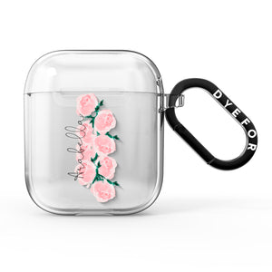 Personalised Name Pink Roses AirPods Case