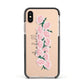 Personalised Name Pink Roses Apple iPhone Xs Impact Case Black Edge on Gold Phone