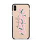Personalised Name Pink Roses Apple iPhone Xs Max Impact Case Black Edge on Gold Phone